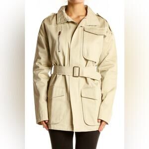 NWT naked wardrobe Stick Around Like Cargo Utility Jacket Tan Khaki sz S Belted